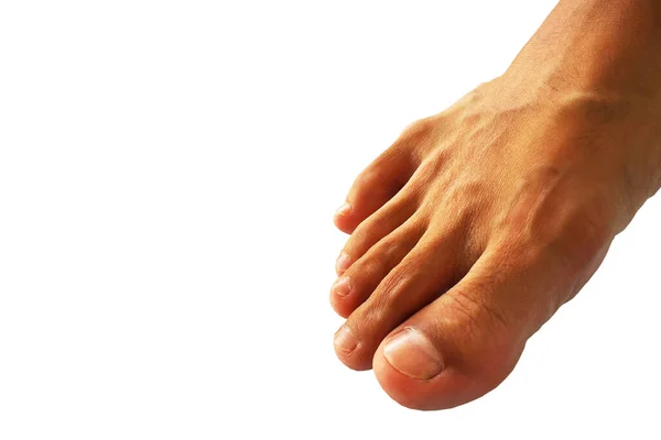 Грязные Ноги Азиатского Человека Изолированы Белом Фоне — стоковое фото