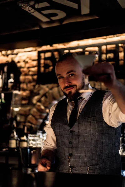 Handsome Young Bearded Barman — 스톡 사진