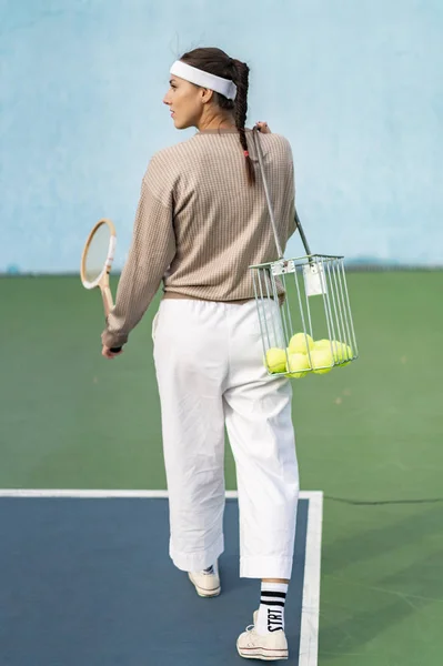 Jeune Femme Jouant Tennis — Photo