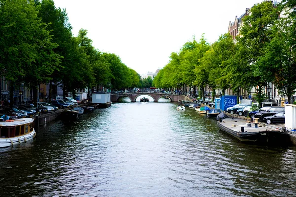 Amsterdam Canals Boats Walk Water — Stock Photo, Image