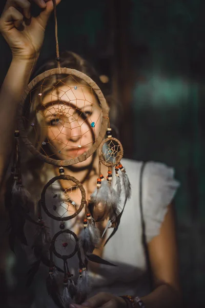 Menina Apanhador Sonhos — Fotografia de Stock