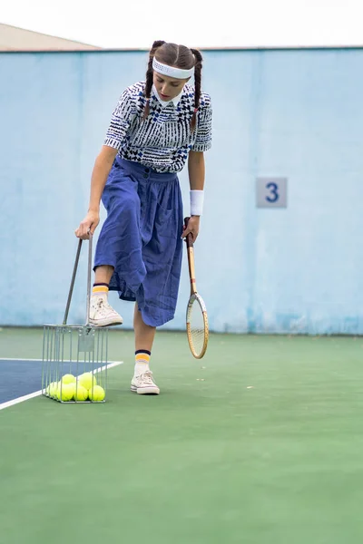 Jeune Femme Jouant Tennis — Photo