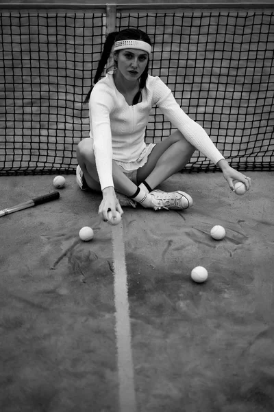 Jeune Femme Jouant Tennis — Photo