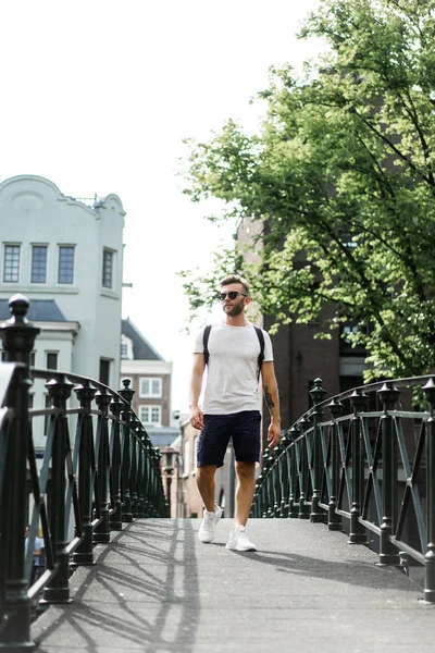 Man Posing Bridge Amsterdam — Stock Photo, Image