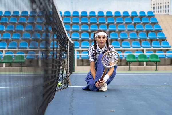 Jeune Femme Jouant Tennis — Photo