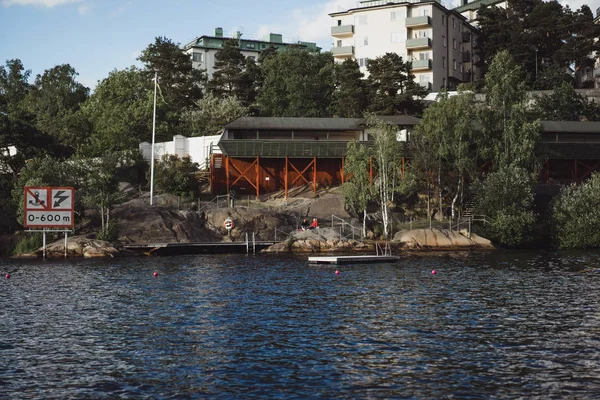 Zeilboten Jachten Pier Stockholm Voorkant Van Het Centrum Van Stad — Stockfoto