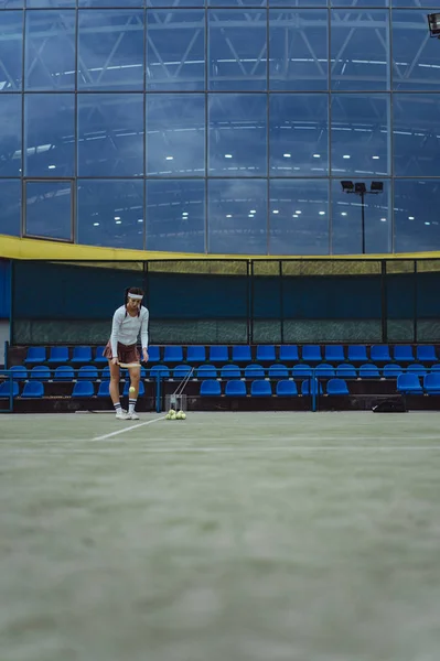 Female Tennis Player Green Court Grass — Stock Photo, Image