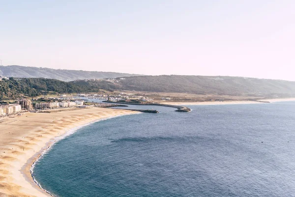Matahari Terbenam Laut Portugal Nazar — Stok Foto