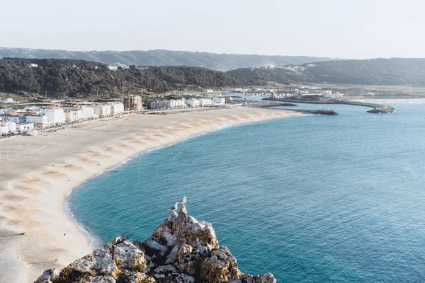 Solnedgång Havet Portugal Nazar — Stockfoto