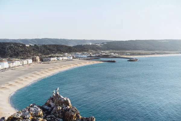 Solnedgång Havet Portugal Nazar — Stockfoto