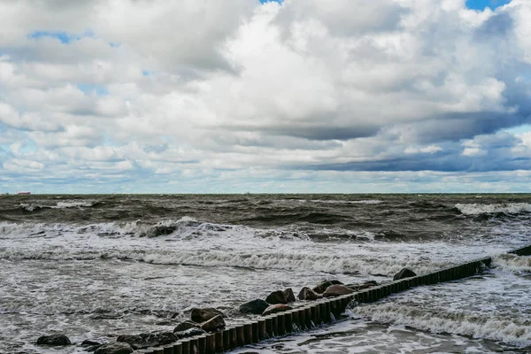 Кайтинг Холодном Балтийском Море — стоковое фото