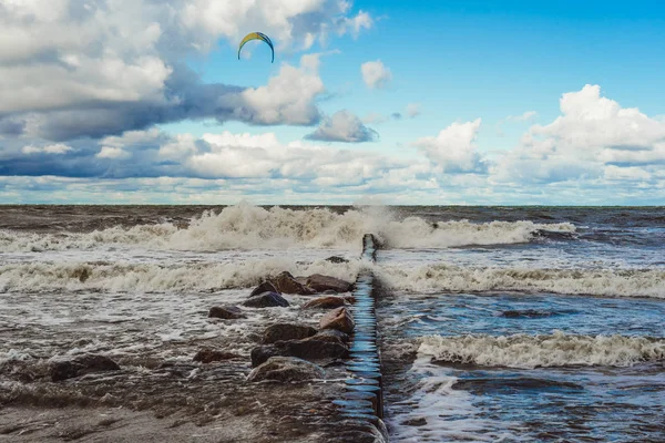 Kiting Marea Baltică Rece — Fotografie, imagine de stoc
