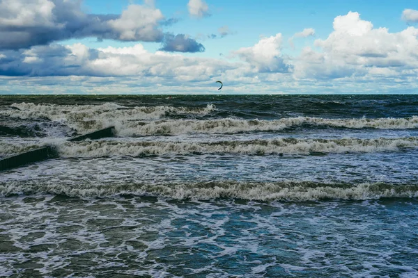 Kiting Cold Baltic Sea — Stock Photo, Image