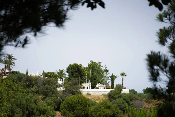 Pohled Hor Moři Malé Bílé Domky Španělsko Andalusie — Stock fotografie