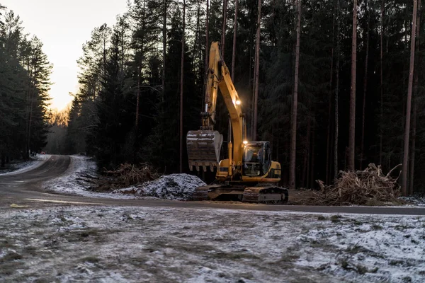 Chargeuse Pelleteuse Avec Pelle Rétrocaveuse Relevée — Photo