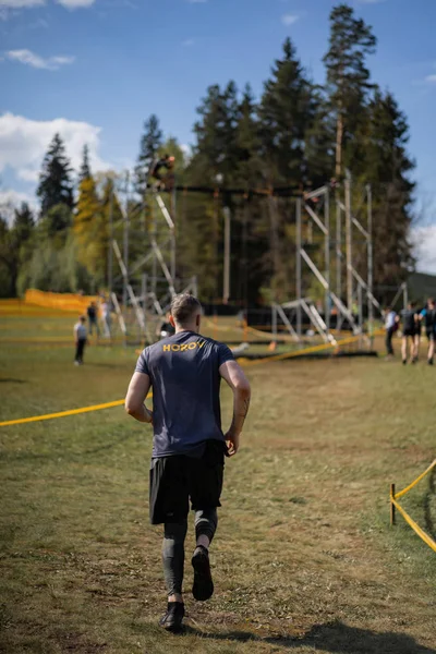 Bison Race Corrida Obstáculos Competição Desportiva Bielorrússia Maio 2019 — Fotografia de Stock