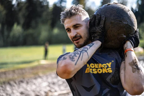 Bison Race Course Obstacles Compétition Sportive Biélorussie Mai 2019 — Photo