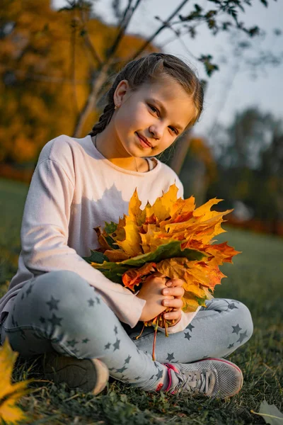 紅葉の美しい小さな女の子 肖像画 クローズアップ — ストック写真