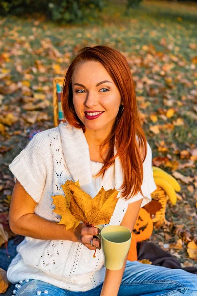 Lycklig Stor Familj Parken Picknick Pappa Mamma Barn Son Dotter — Stockfoto