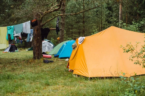 Zelte Aufschlagen Konzept Des Campinglebens — Stockfoto