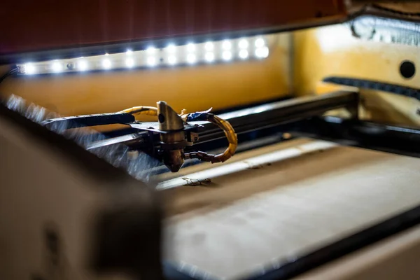 Laser Burning Wood Laser Process — Stock Photo, Image