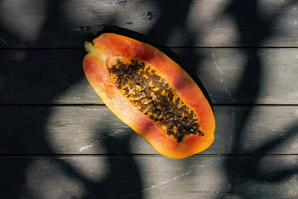 Tropical Fruits Background Juicy Ripe Papaya — Stock Photo, Image