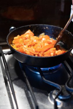 Hint mutfağı pişirme süreci. Gıda hazırlama süreci