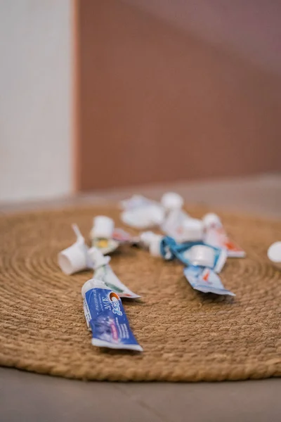 Tubes Toothpaste Different Brands Toothpaste — Stock Photo, Image