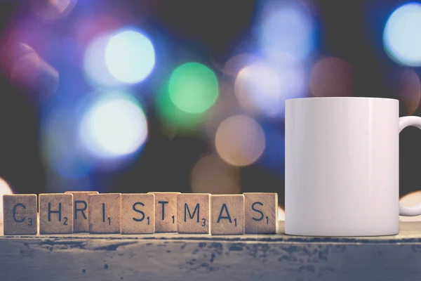 Weihnachtsbecher Attrappe Weiße Leere Kaffeetasse Kundenspezifisches Design Oder Zitat Hinzuzufügen — Stockfoto