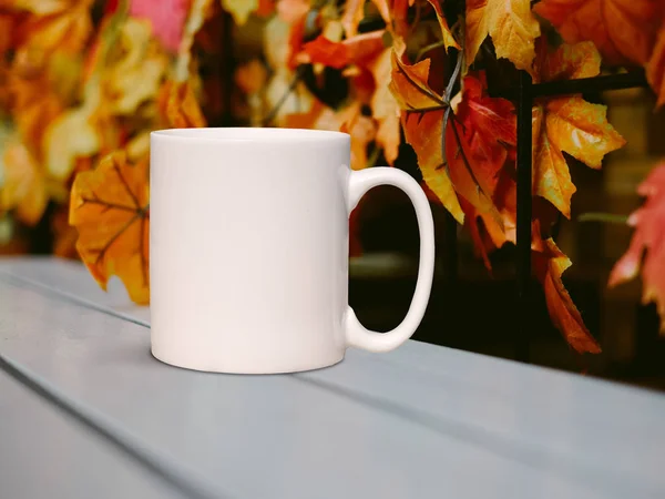 Autumn Fall Mug Mock White Blank Coffee Mug Add Custom — Stock Photo, Image