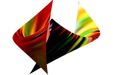 Beyaz arka plan üzerinde canlı çok renkli soyut şekil.