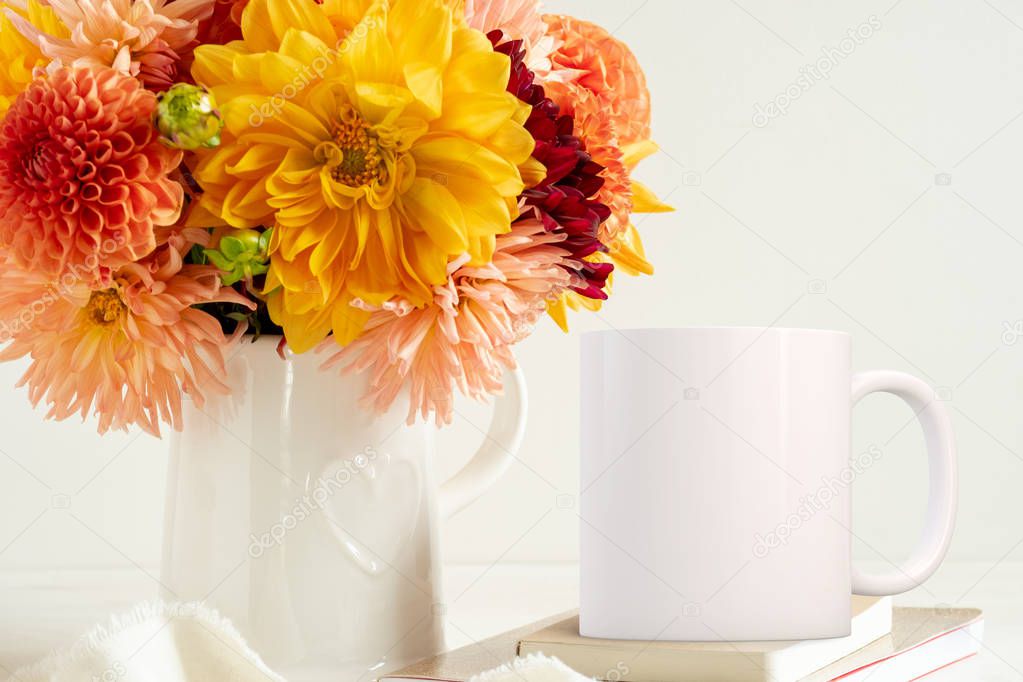 Feminine floral White Mug Mockup. Perfect for businesses selling