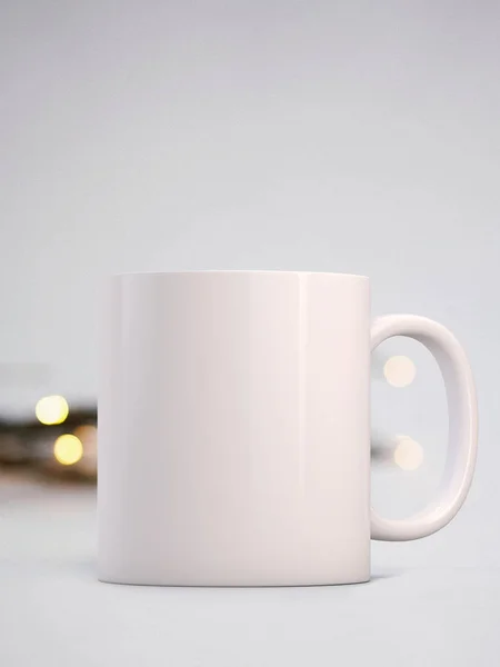 Winter styled white blank coffee mug mockup