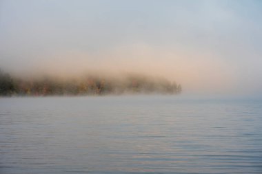 Misty morning on the Mazinaw lake	 clipart