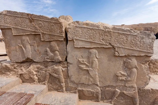 Bas Relief Carvings Ruins Persepolis Ιράν — Φωτογραφία Αρχείου