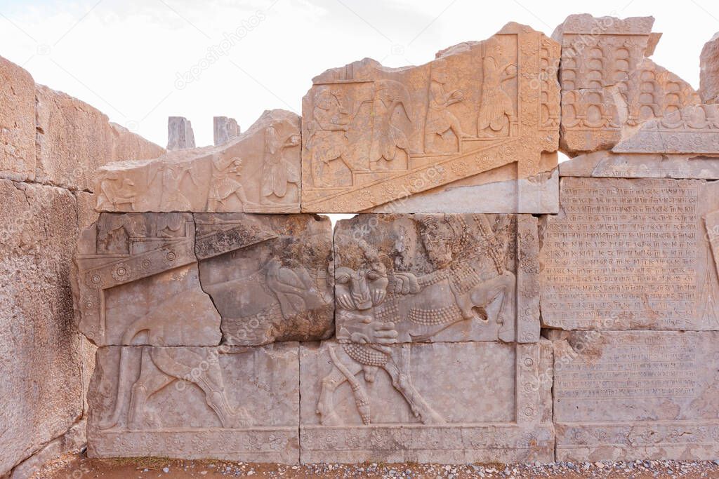 Ancient Persian mural in Persepolis, Iran