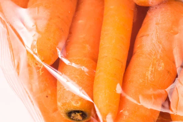 Manojo Zanahorias Orgánicas Empaquetadas Bolsa Plástico — Foto de Stock