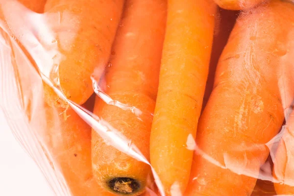 Bunch Organic Carrots Packaged Plastic Bag — Stock Photo, Image