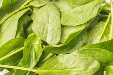 Organik çıtır bebek ıspanak yaprakları yakın çekim