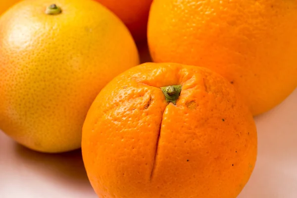 Grupp Ekologiska Apelsiner Grapefrukt Och Citron Närbild Och Isolerade — Stockfoto