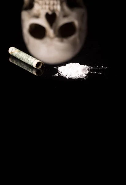 Cocaína Outras Drogas Ilegais Que São Cheiradas Por Meio Tubo — Fotografia de Stock