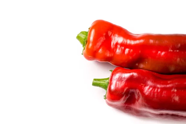 Πιπέρι Κόκκινο Βιολογικά Σνακ Bellpepper Σερβίρει Που Απομονώνονται Λευκό Φόντο — Φωτογραφία Αρχείου