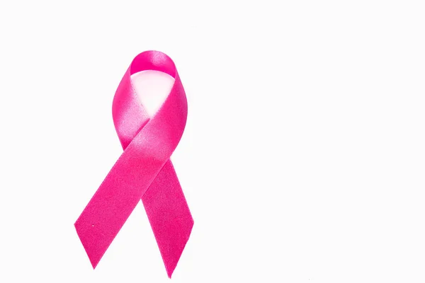 Borstkanker Bewustzijn Roze Lint Witte Achtergrond — Stockfoto