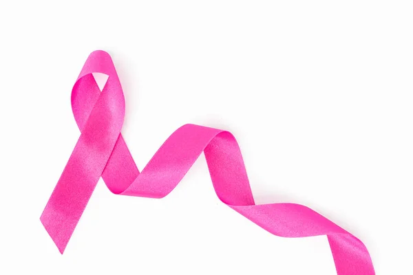 Rosa Band Vit Bakgrund Bröstcancer Medvetenhet Symbol Bukcancer Medvetenhet Och — Stockfoto