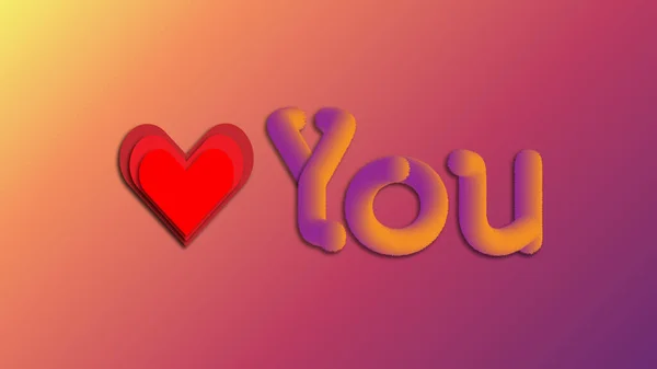 Love You Est Mot Fourrure Avec Illustration Coeur Fond Décoration — Image vectorielle