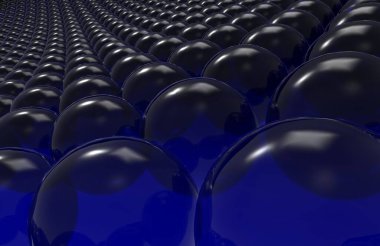 Kabarcık şekillerinin gelecekteki dinamik düzlemi. Ürün tasarımı için modern arkaplan siyah ve mavi renkte gösteriliyor. Yüksek kalite 3d görüntüleme.