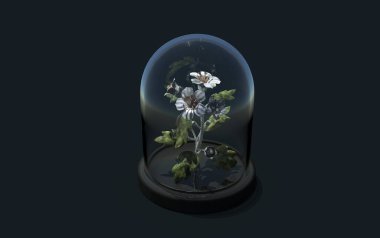 Şatafatlı oyma taş akışı. Ürün tasarımı için modern arkaplan siyah renkli. Yüksek kalite 3d görüntüleme.