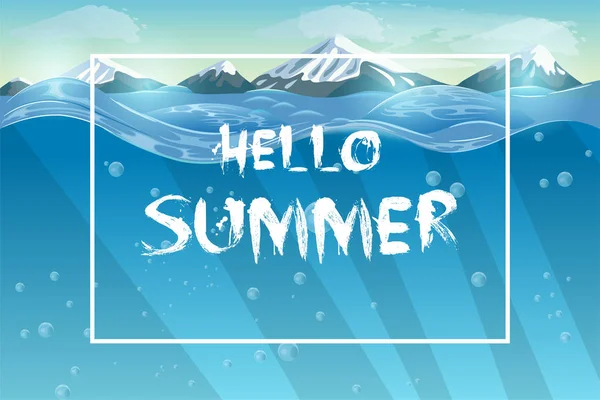 Hola Summer Cama Con Cartel Vectorial Océano — Vector de stock