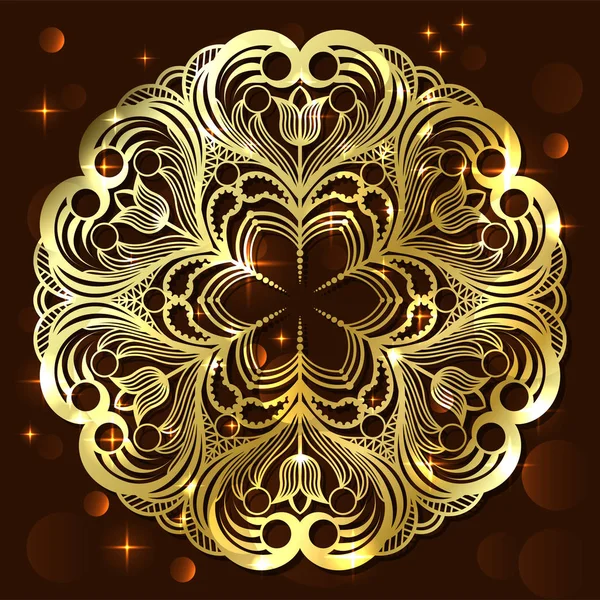 Vektör mandala kıvılcım ile kahverengi arka plan üzerinde