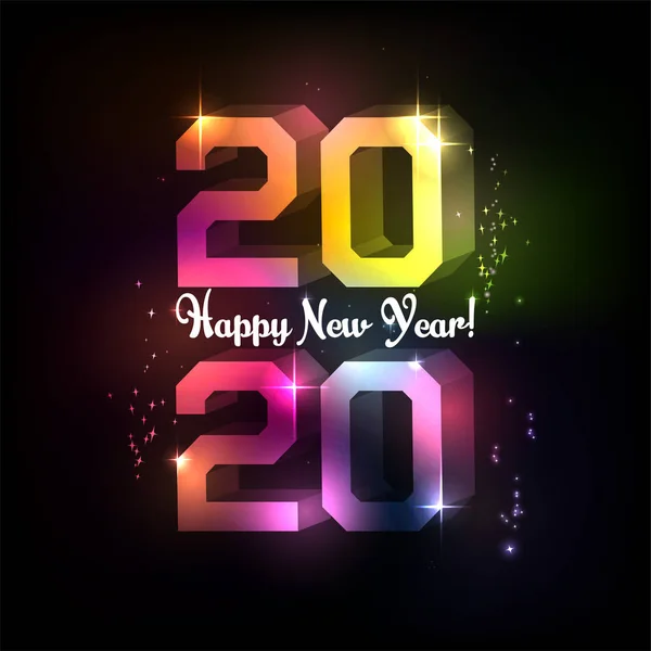 Parlak Parlak Sayılar Yeni Yıl Tebrik Tasarımı 2020 Yıl — Stok Vektör